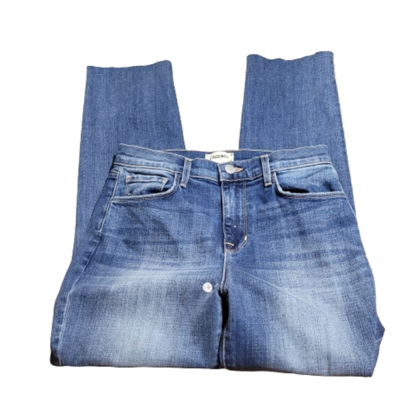 L'AGENCE Denim - L'AGENCE denim sada high rise cropped slim mesa denim blue size 26 fray